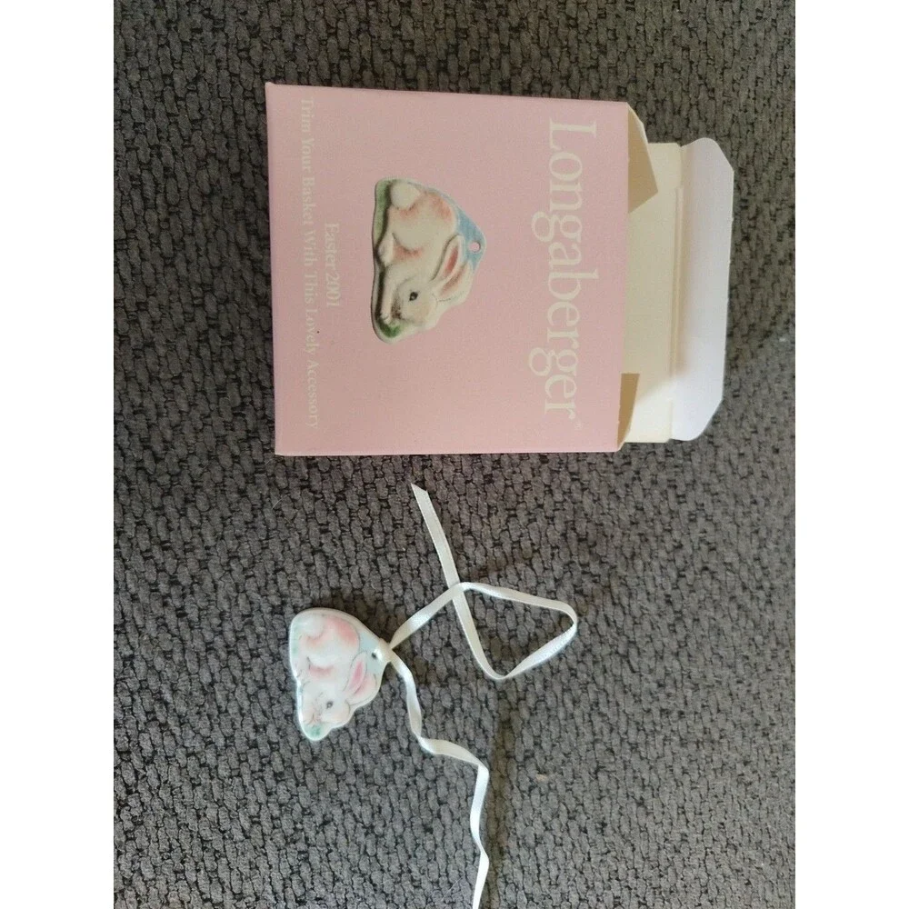 New Longaberger 2001 Basket Easter Tie On Baby Chick Pink Bow Easter Egg Bunny